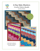 Load image into Gallery viewer, 6-Day Baby, Baby Boy, and Baby Girl Blankets - Crochet Pattern Bundle by Betty McKnit
