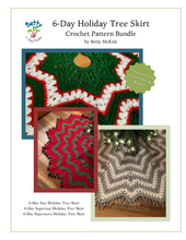 Load image into Gallery viewer, 6-Day Holiday Tree Skirt Bundle - Crochet Patterns by Betty McKnit
