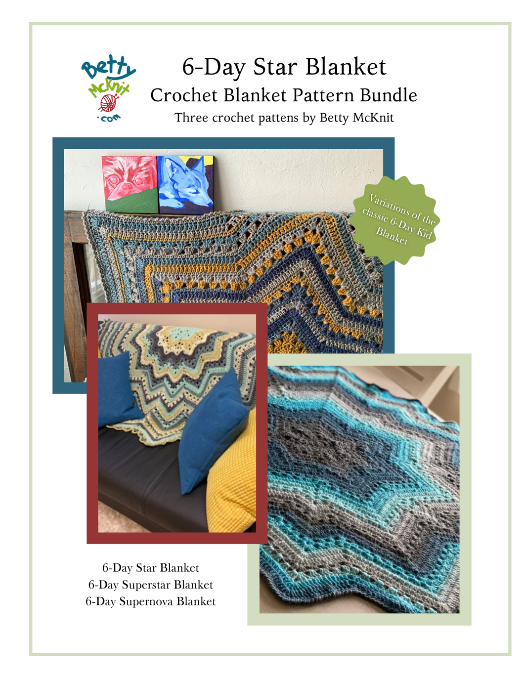 6-Day Star, Superstar, and Supernova Blankets Crochet Pattern Bundle