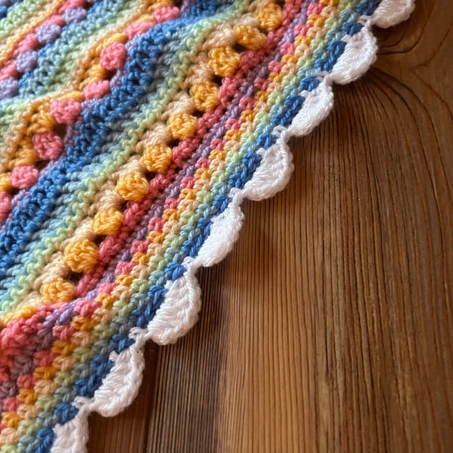 6-Day Retro Rainbow Baby Blanket Crochet Pattern By Betty McKnit