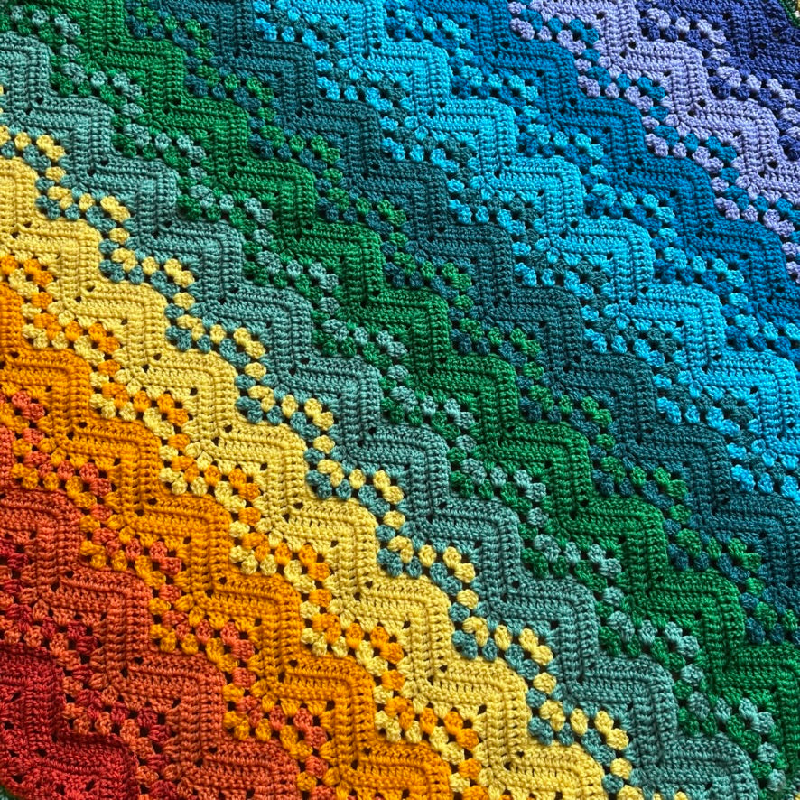 6-Day Sweetheart Rainbow Baby Blanket Crochet Pattern by Betty McKnit